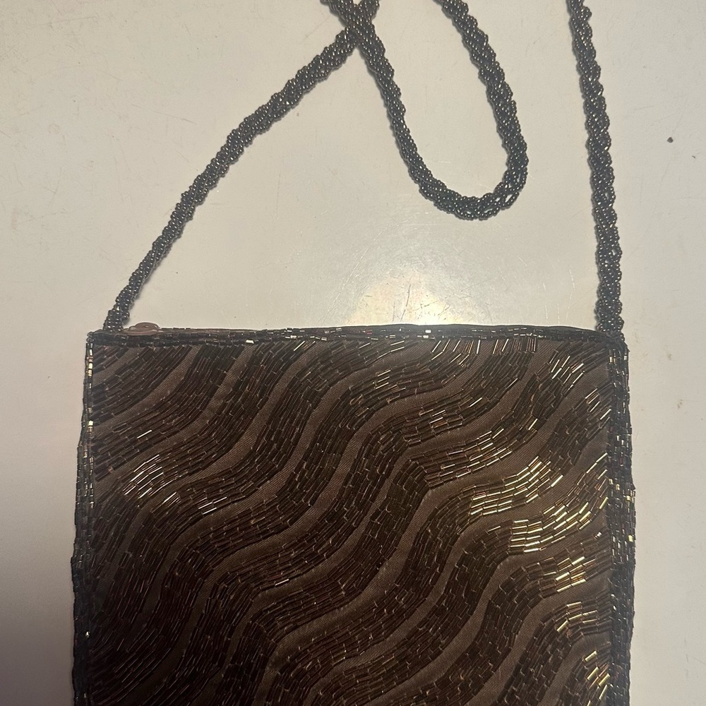 Vintage Clovis Ruffin Brown Beaded Women's Bag